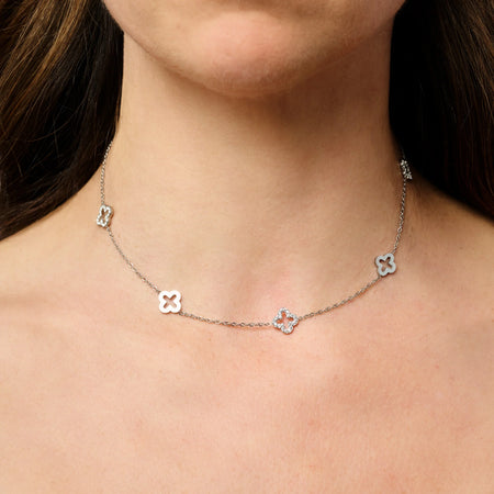 COLLIER CLOVER ARGENT